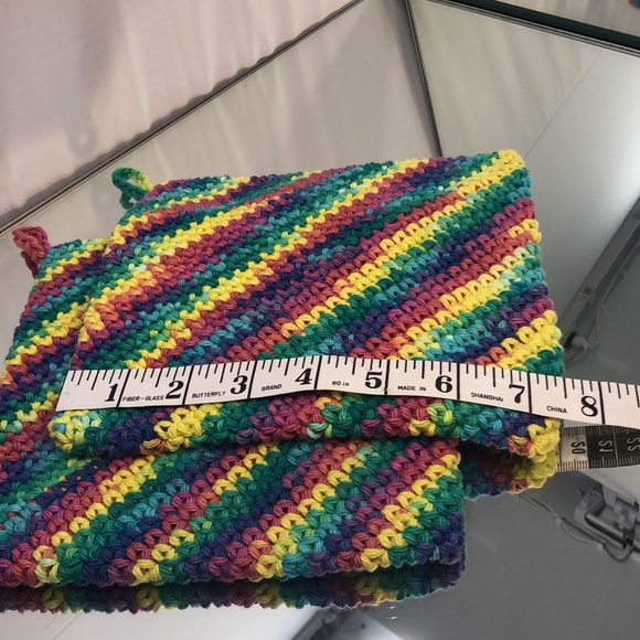Hand crochet double thick 100% cotton potholders set of 2 - Picture 4 of 6
